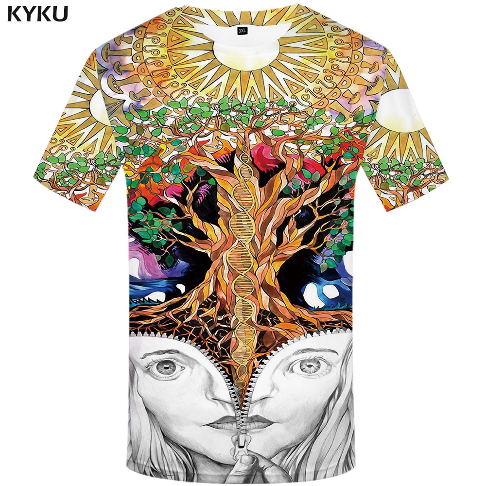KYKU skull tshirt men Psychedelic T shirts Tree 3d ..